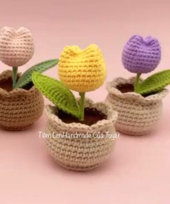 Chậu hoa Tulip bằng len handmade - Tiệm Len 1992