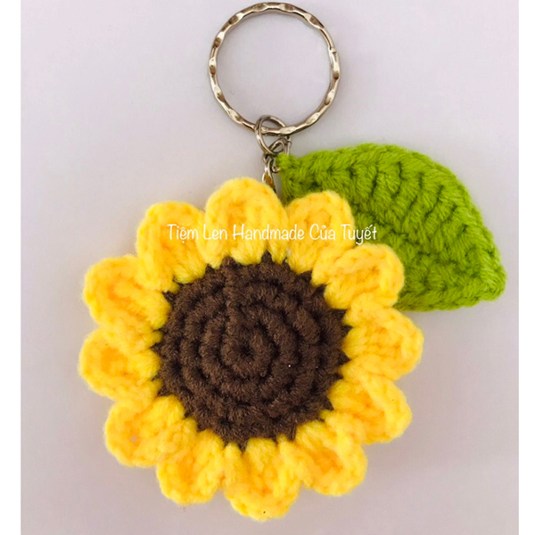 Móc khóa hoa hướng dương bằng len