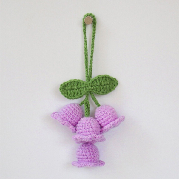 Móc khóa hoa linh lan bằng len - màu tím