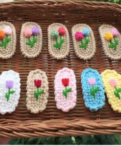 Kẹp tóc len handmade thêu hoa, kẹp tóc handmade, kẹp tóc thủ công