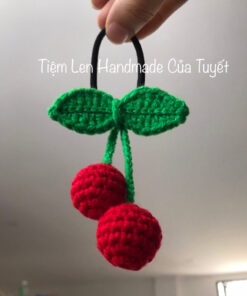Móc khoá CHERRY/Handmade/ Cột tóc cherry bằng len móc