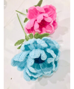 Hoa Len. Hoa Mẫu Đơn bằng len. Hoa len handmade
