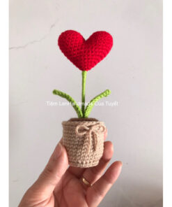 Cành trái tim len tình yêu/chậu trái ti m/ quà tặng bạn gái/valentine/14-2/handmade
