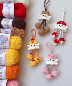 Móc khoá bé ma halloween bằng len handmade, vô diện, bé ma, bí ngô, nón phù thuỷ