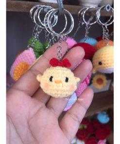 Móc khoá gà con bằng len handmade/ móc khoá đầu gà
