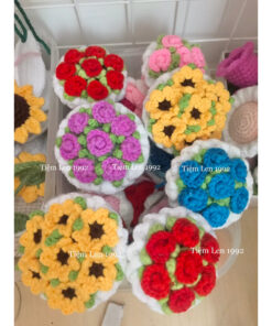 Bó hoa hướng dương, hoa hồng mini handmade bó hoa tốt nghiệp