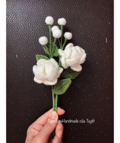 Hoa Nhài/Hoa Dành Dành/Bạch Thiên Hương bằng Len/ Cành Hoa Len Handmade