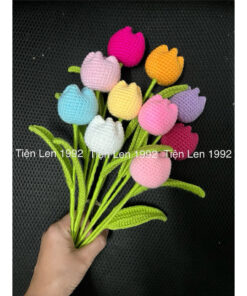 Hoa Tulip handmade bằng Len/Hoa trang trí (size Hoa 4x5cm)