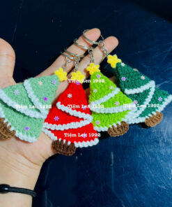Móc khoá cây thông Noel bằng len handmade