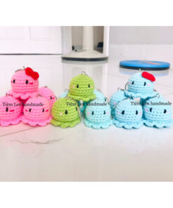 Móc khoá bạch tuộc mini bằng len handmade/Móc khoá cute