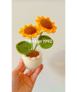 Chậu Hoa hướng dương 2 bông bằng len| Sunflower pot